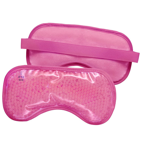 Eye See Plush Gel Eye Mask for Puffy Eyes, Pink - Cold eye mask to treat Dark Circles, Sinuses, Dry Eyes, and for Allergy Relief - Microwave Safe for Heat Therapy