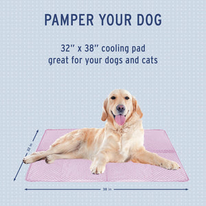 Baumster Large Cooling Pet Mat, 38" x 32", Green - Self Cooling Mat for Dogs and Cats - For Beds, Crates, Kennels and More
