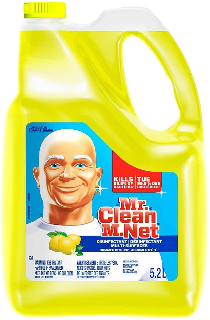 Mr.Clean M.Net Multi-Surface Antibacterial Liquid Disinfectant, Summer Citrus, 176 Fluid Ounces