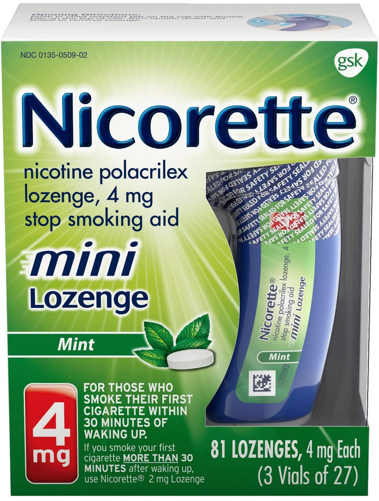 Nicorette Nicotine Mini Lozenges, Mint Flavored, 4mg, 81 Count