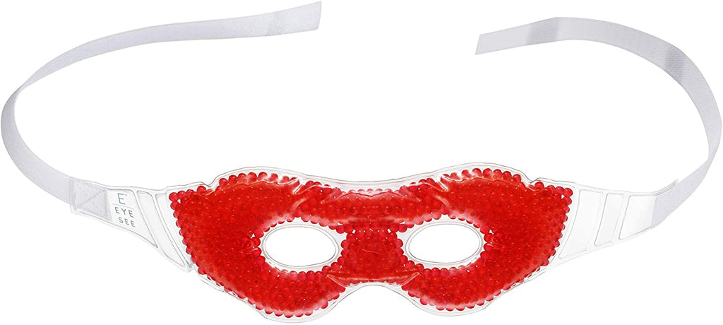 Eye See Gel Eye Mask, Red - Cold Compress Ice Pack with Gel Beads - Microwave Safe for Heat Therapy - Great for Puffy Eyes, Dark Circles, Dry Eyes, Soothing Headaches