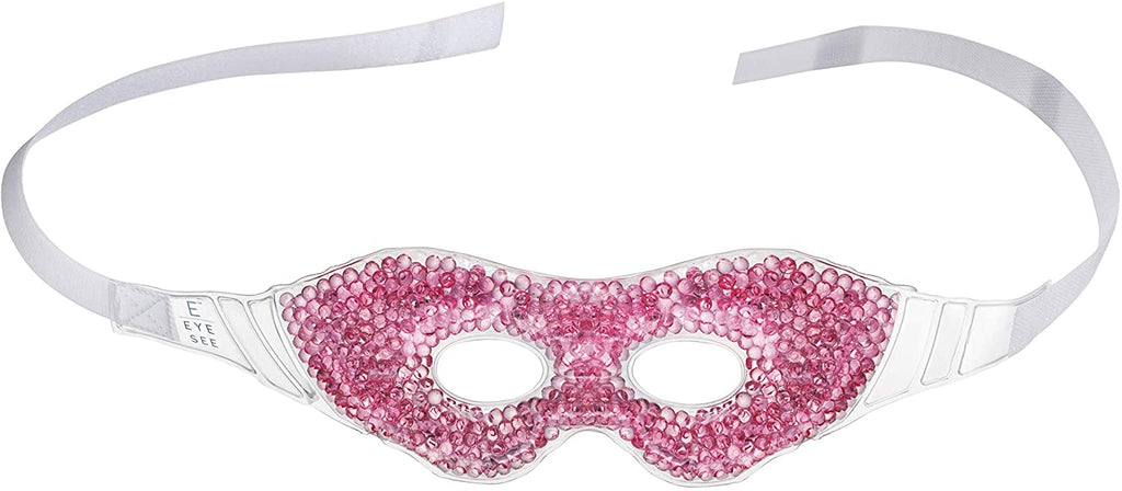 Eye See Gel Eye Mask, Pink - Cold Compress Ice Pack with Gel Beads - Microwave Safe for Heat Therapy - Great for Puffy Eyes, Dark Circles, Dry Eyes, Soothing Headaches