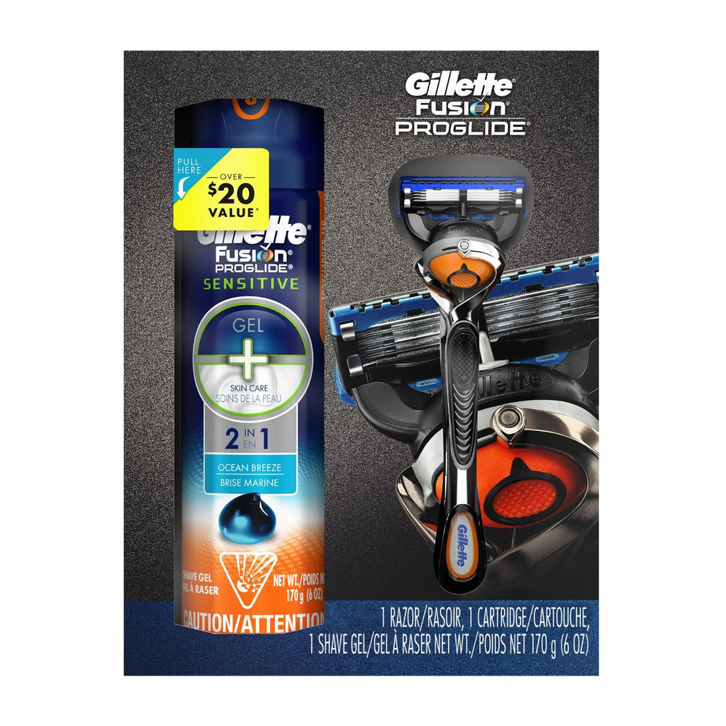 Gillette Fusion Proglide Gift Set, 1 Razor 1 Cartridge 1 Shave Gel