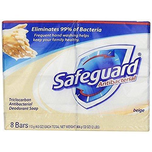 Safeguard Antibacterial Beige Bar Soap, 4 Ounce, 8 Bars